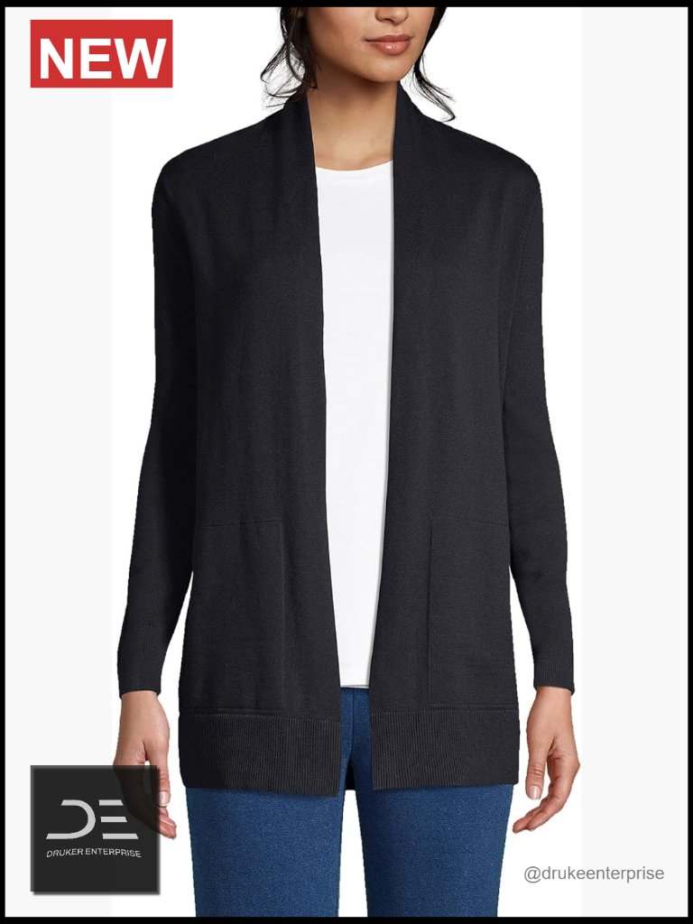Women's Long Sleeve Open Cardigan Sweater - 100% Cotton, Lightweight, Tunic
